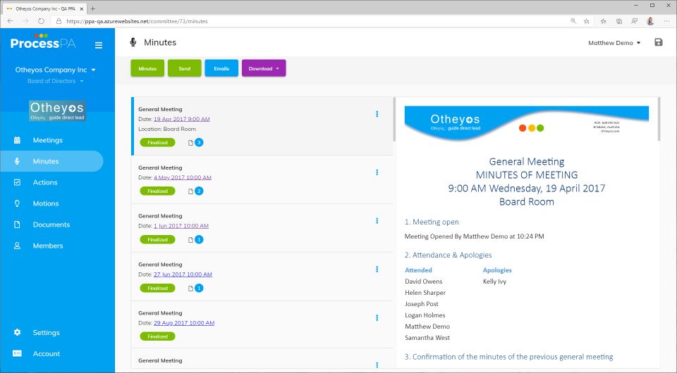 screenshot of Process PA
